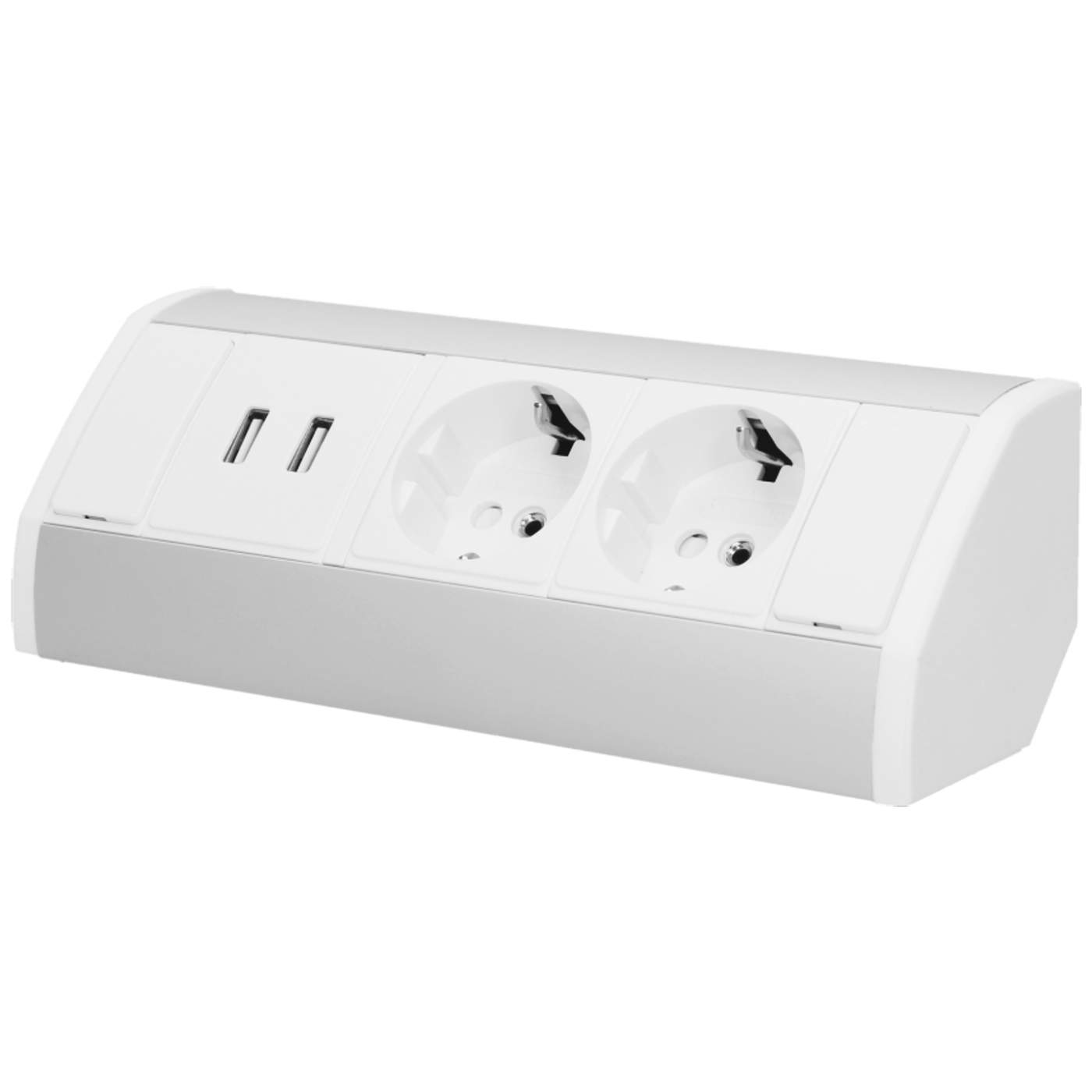 Orno Produžni kabel sa 2 x Schuko utičnice, 2 x USB, ugradbena - OR-GM-9003/W-G(GS)