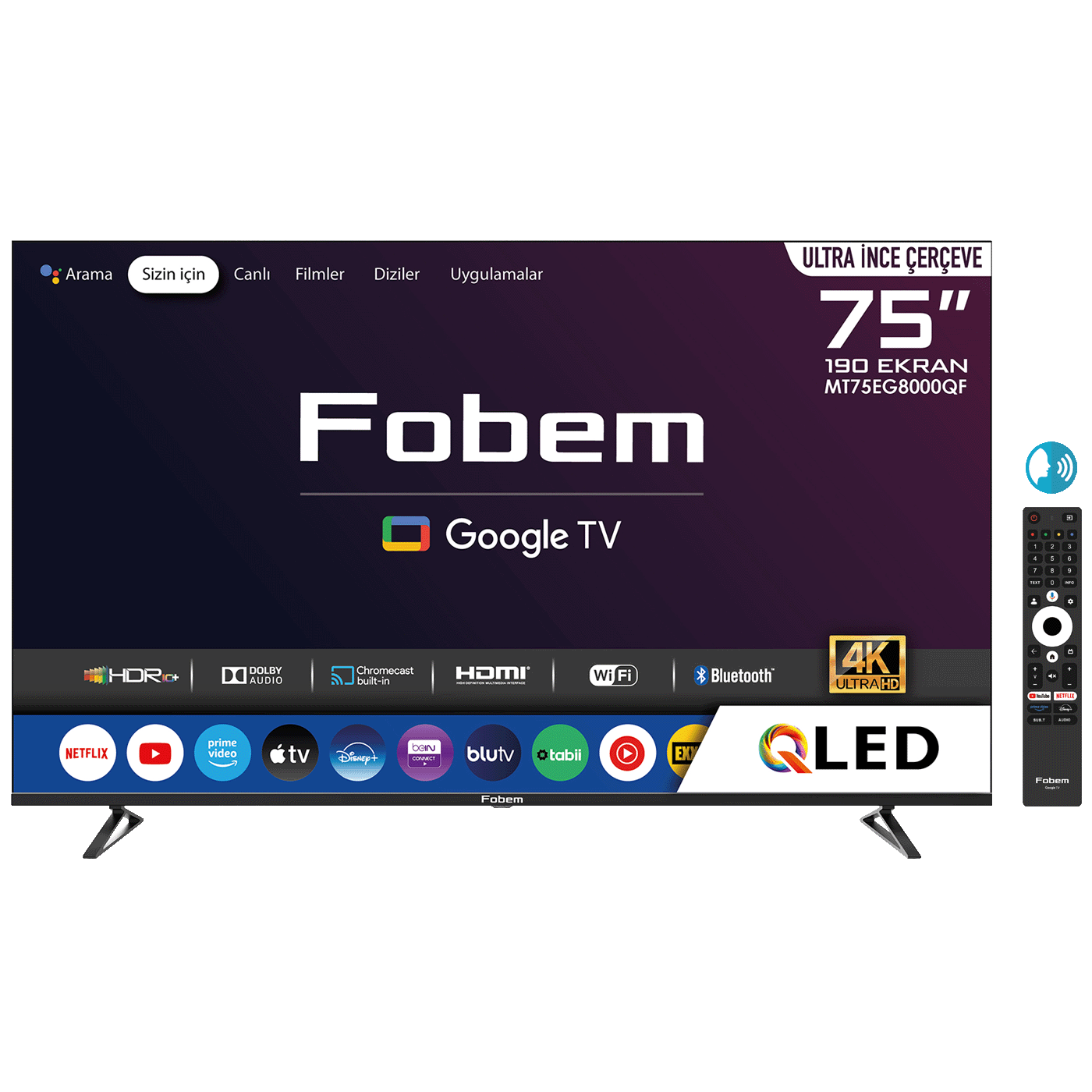 Fobem Televizor Smart QLED 4K UltraHD 75", Google TV - MT75EG8000QF