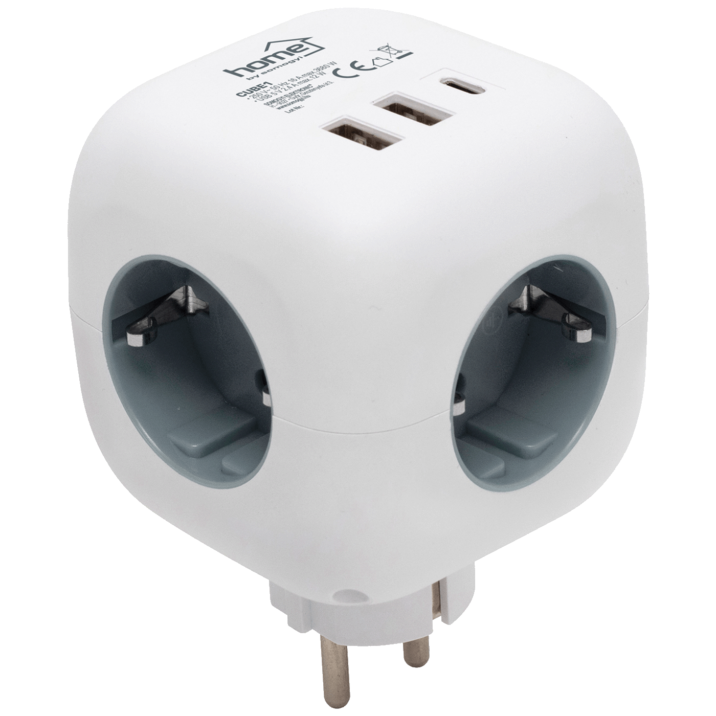 home Strujni razdjeljnik sa 3 utičnice,  3 x USB, kocka - CUBE1
