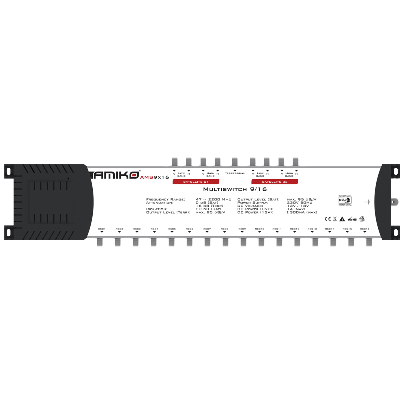 Amiko Multiswitch 9/16 sa dodatnim napajanjem, kaskadni - AMS9X16