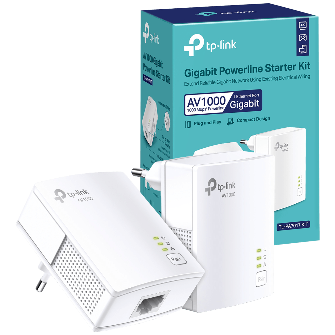 TP-LINK Mrežna strujna utičnica, AV1000, 1000 Mbps, set - TL-PA7017 KIT