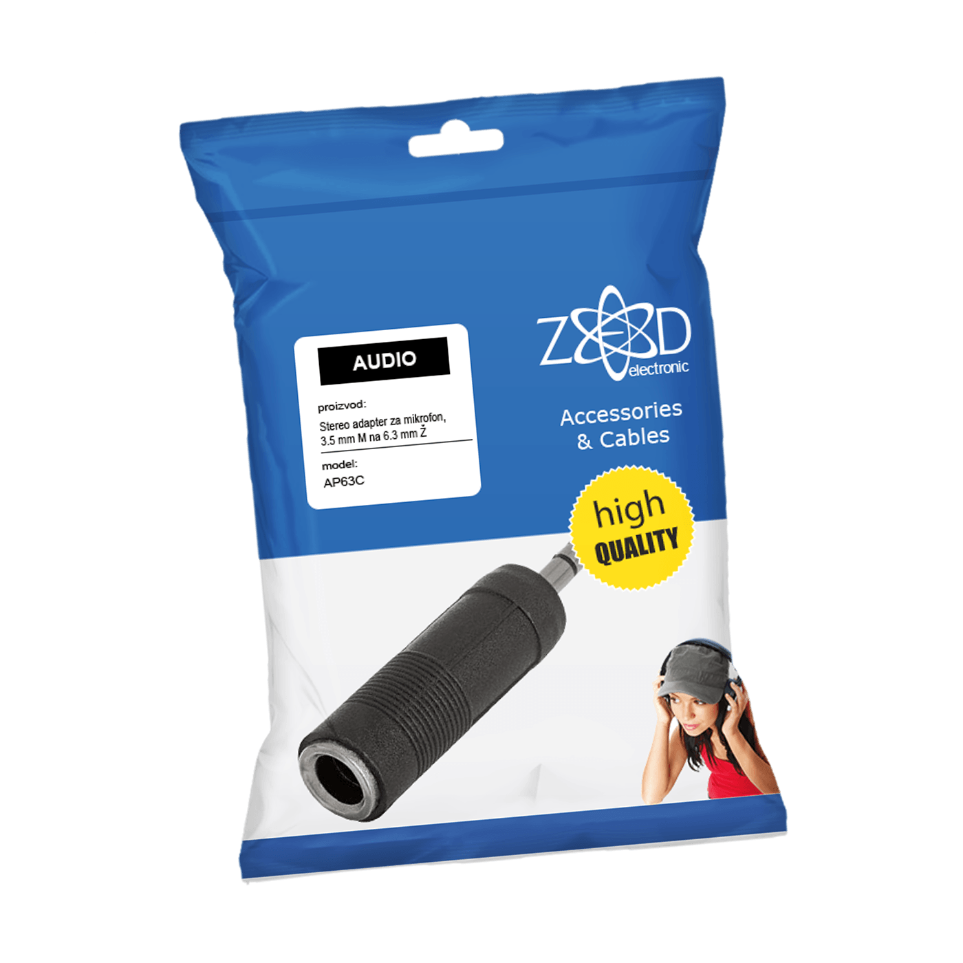 ZED electronic Adapter 3.5 mm M na 6.3 mm Ž, stereo - AP63C