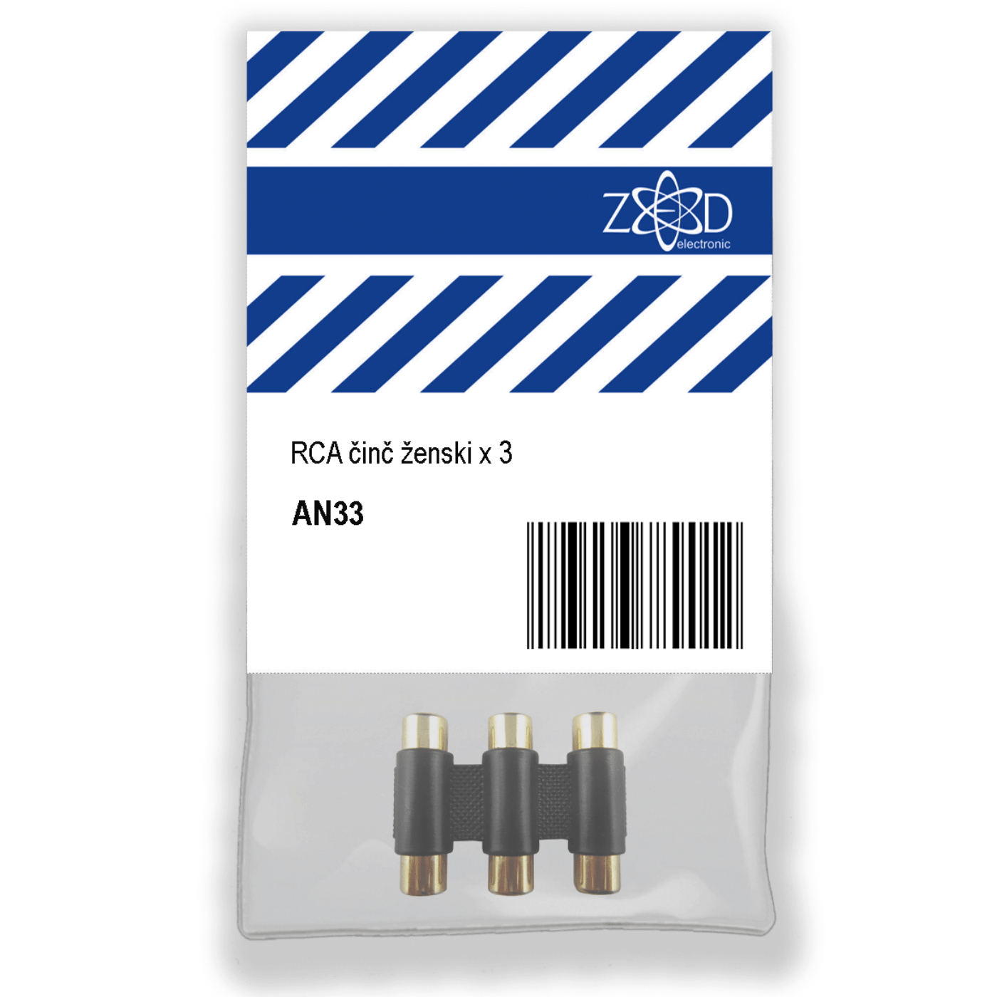 ZED electronic RCA činč ženski x 3, za produžetak audio kabla - AN33