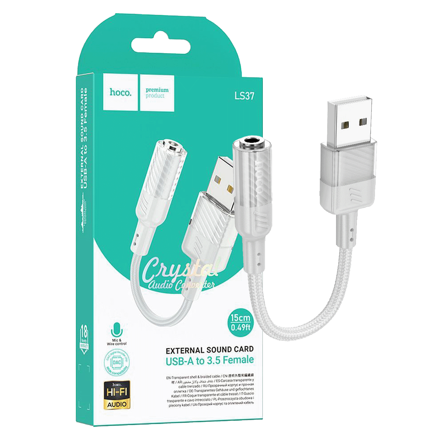 hoco. Adapter za slušalice, USB type A na 3.5 mm - LS37 Spirit