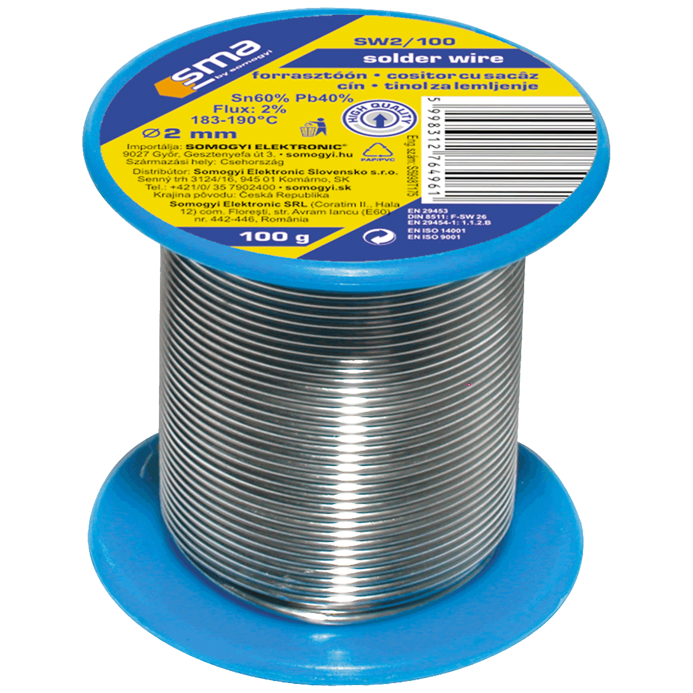 SMA Tinol za lemljenje, Ø2.0 mm, 100g - SW 2/100
