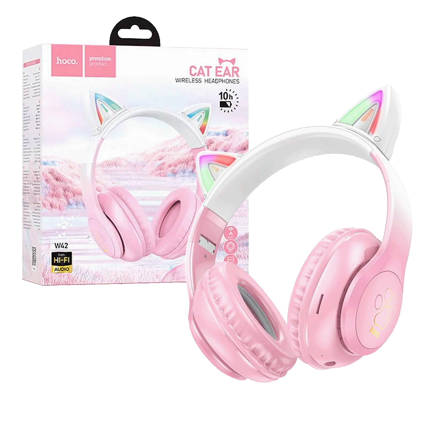 hoco. Slušalice bežične sa mikrofonom, Bluetooth - W42 Cat Ears, Cherry Blossom