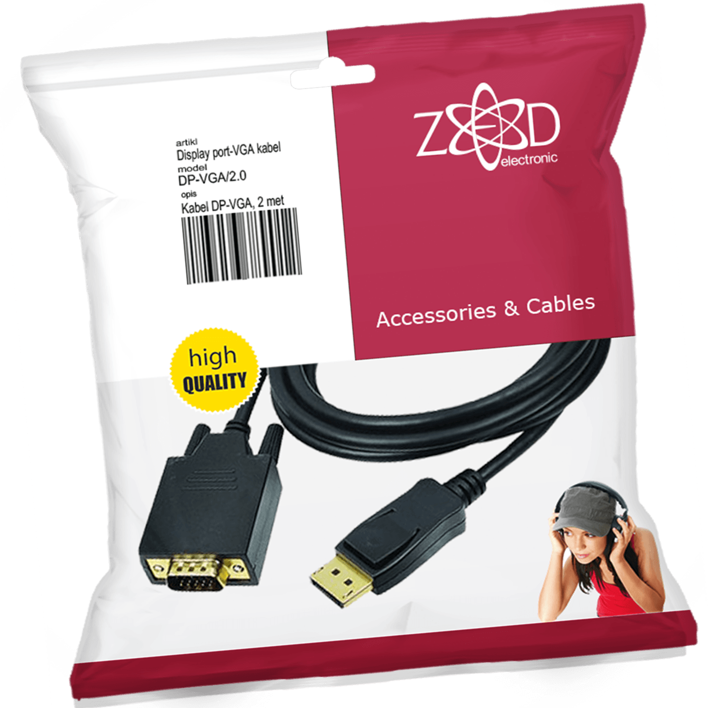 ZED electronic Kabl display port na vga, dužina 2.0 m - DP-VGA/2.0