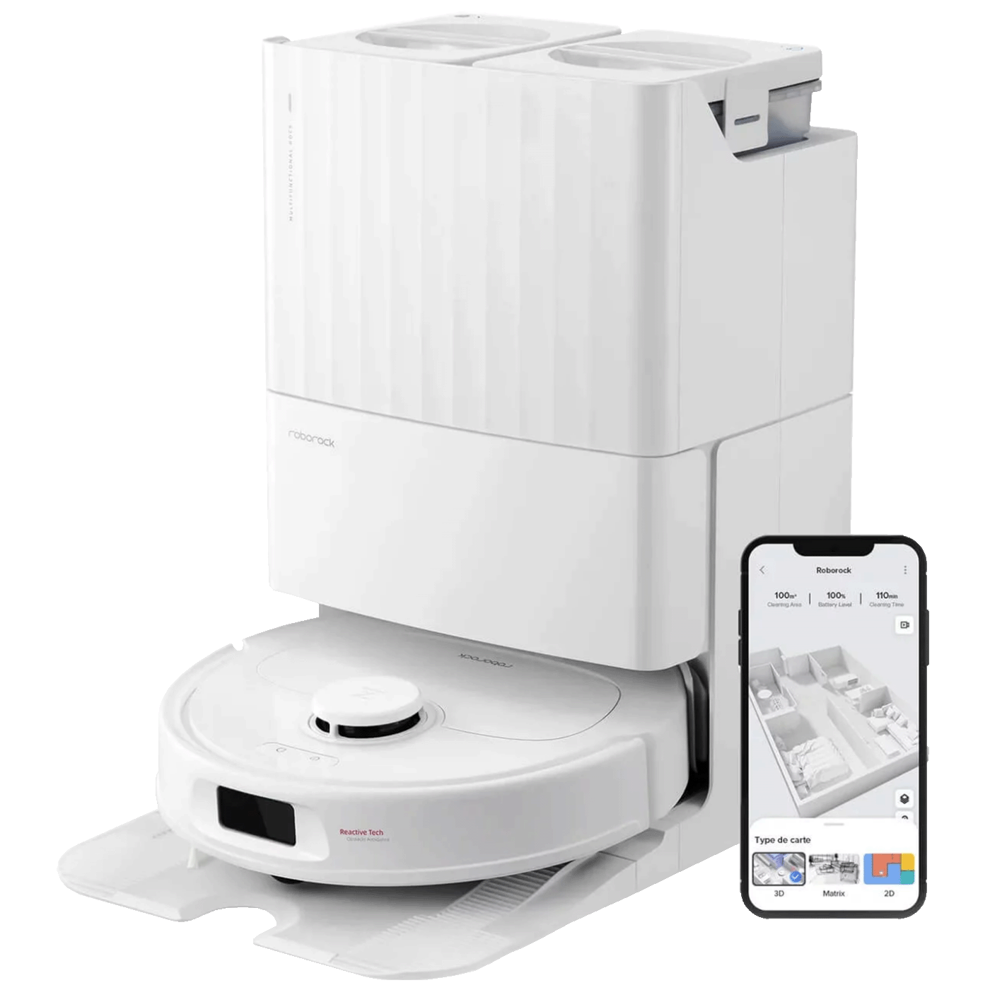 Roborock Robot usisavač sa stanicom za pražnjenje, 5200 mAh, WiFi - Qrevo S White