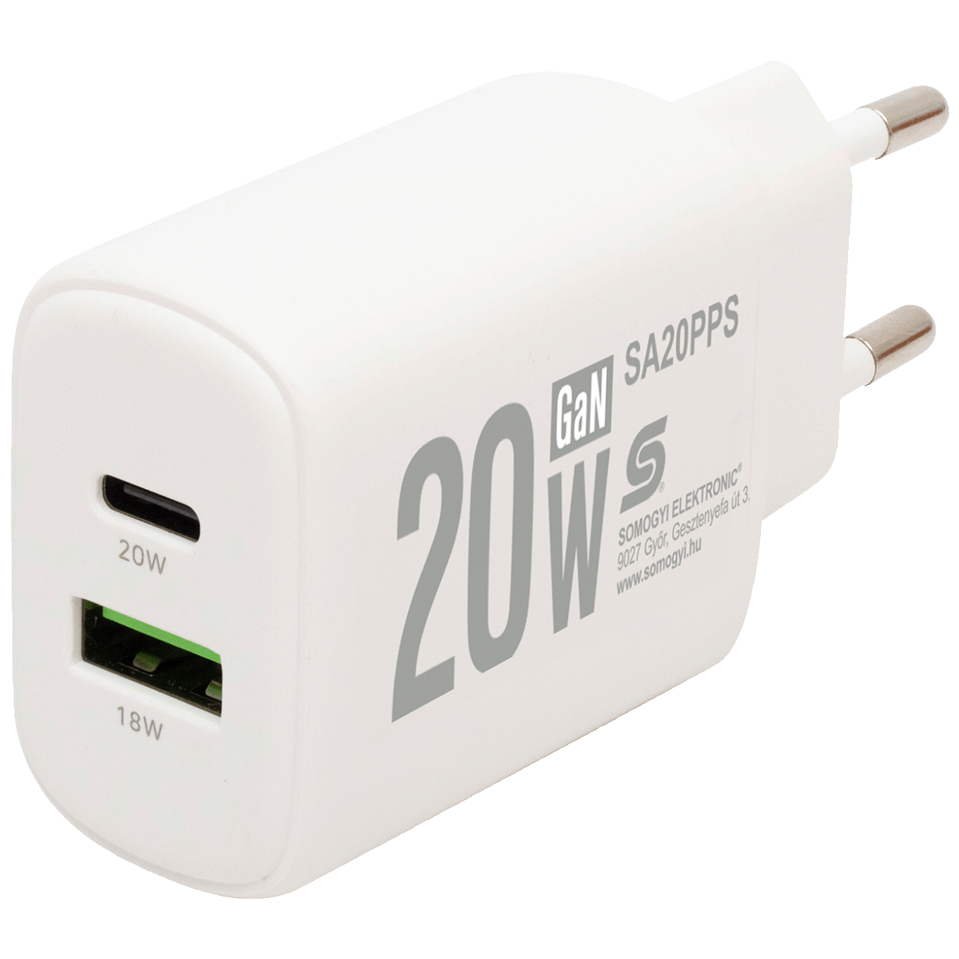 home Punjač kučni, brzi, 1 x USB-A, 1 x USB-C, 20W, GaN - SA20PPS
