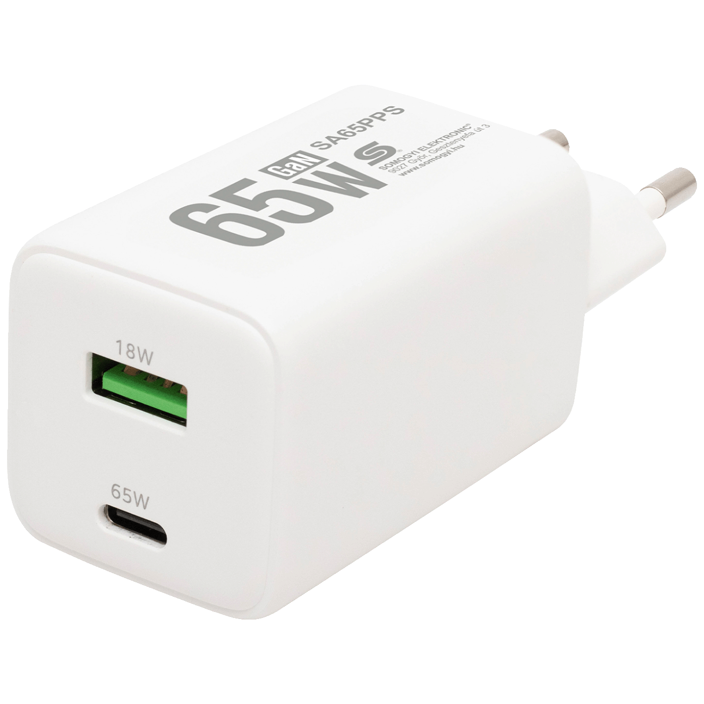 home Punjač kučni, brzi, 1 x USB-A, 1 x UCB-C, 65W, GaN - SA65PPS