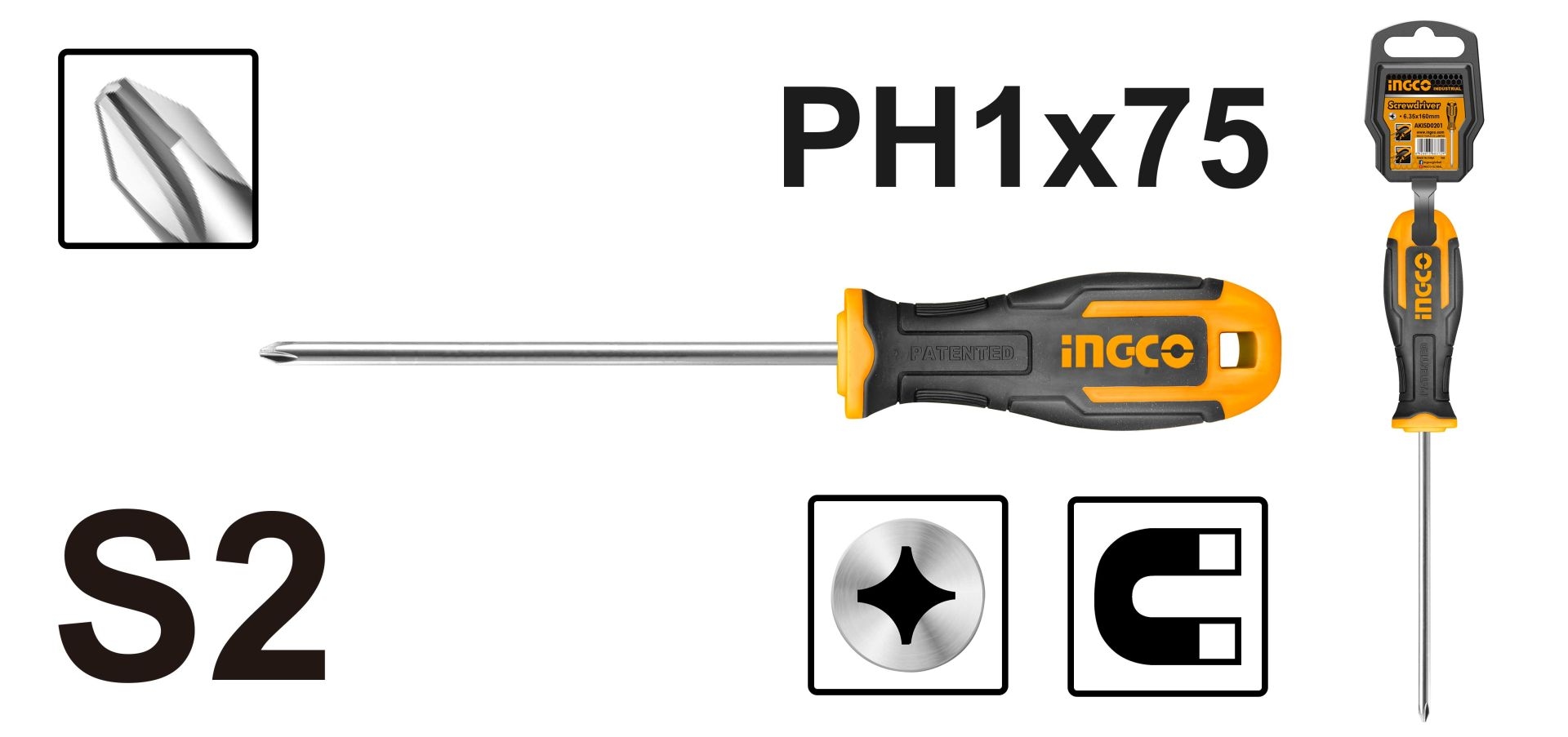 INGCO ODVIJAČ PHIPLIS PH1X75 HS68PH1075