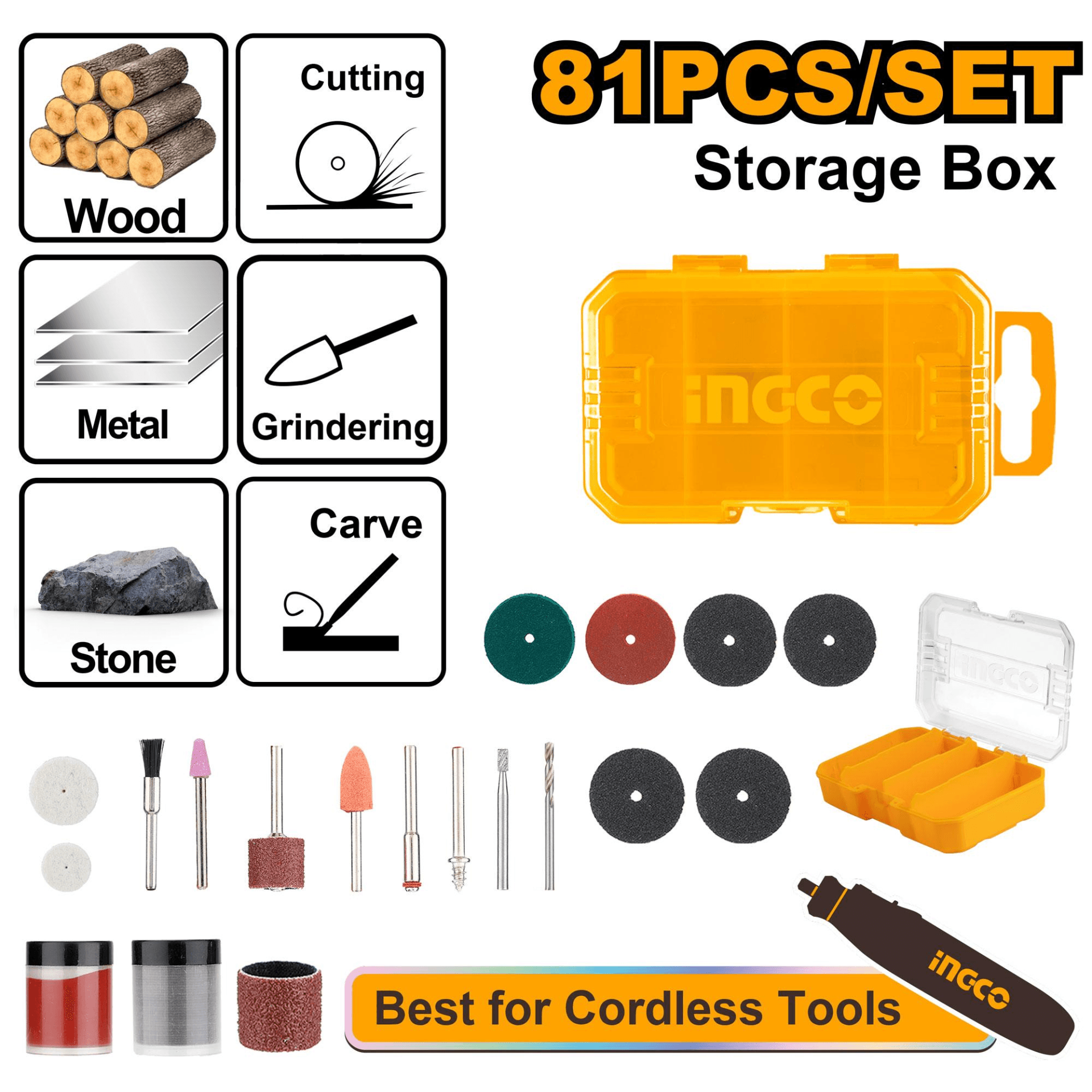 INGCO SET ZA BRUŠENJE 81/1 AKMG8081