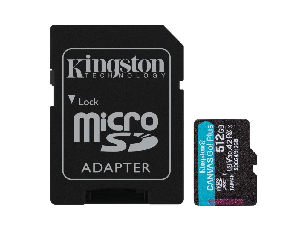 Kingston microSD 512GBCanvasGoPlus, Gen4r/w:200MB/s/160MB/s,with adapter