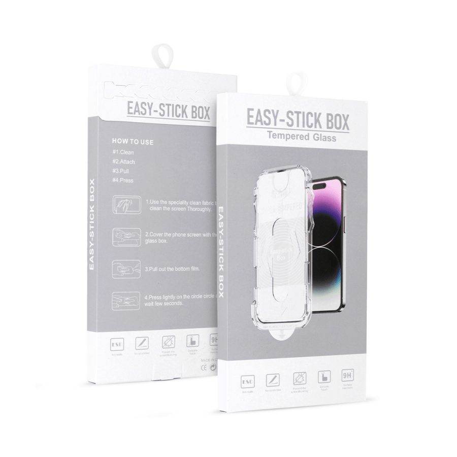 EASY-STICK KUTIJA S PUNIM LJEPILOM OD KALJENOG STAKLA ZA IPHONE 13 PRO MAX/14 PLUS BLACK