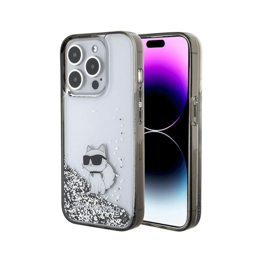 ORIGINAL KARL LAGERFELD CASE LIQUID GLITTER CHOUPETTE KLHCP15LLKCNSK ZA IPHONE 15 PRO TRANSPARENT
