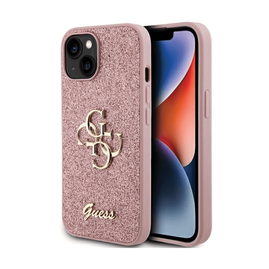 0120949_originalna-torbica-guess-hardcase-glitter-script-big-4g-guhcp15shg4sgp-za-iphone-15-roze