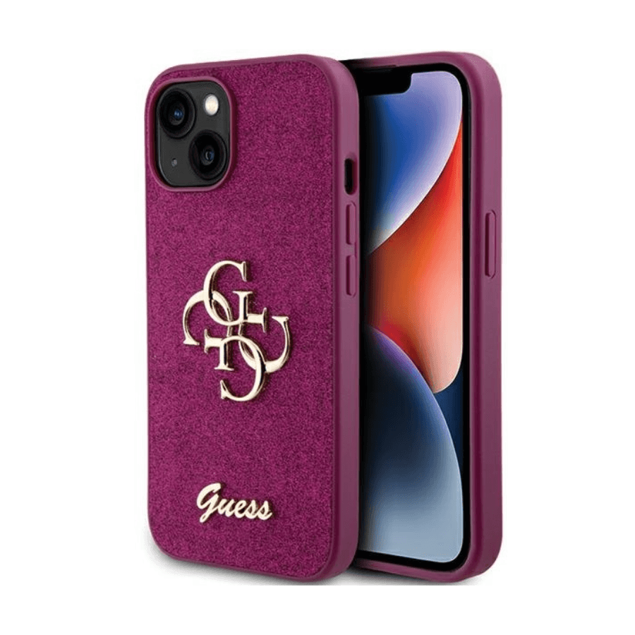 0120950_originalna-torbica-guess-hardcase-glitter-script-big-4g-guhcp15shg4sgu-za-iphone-15-ljubiasta