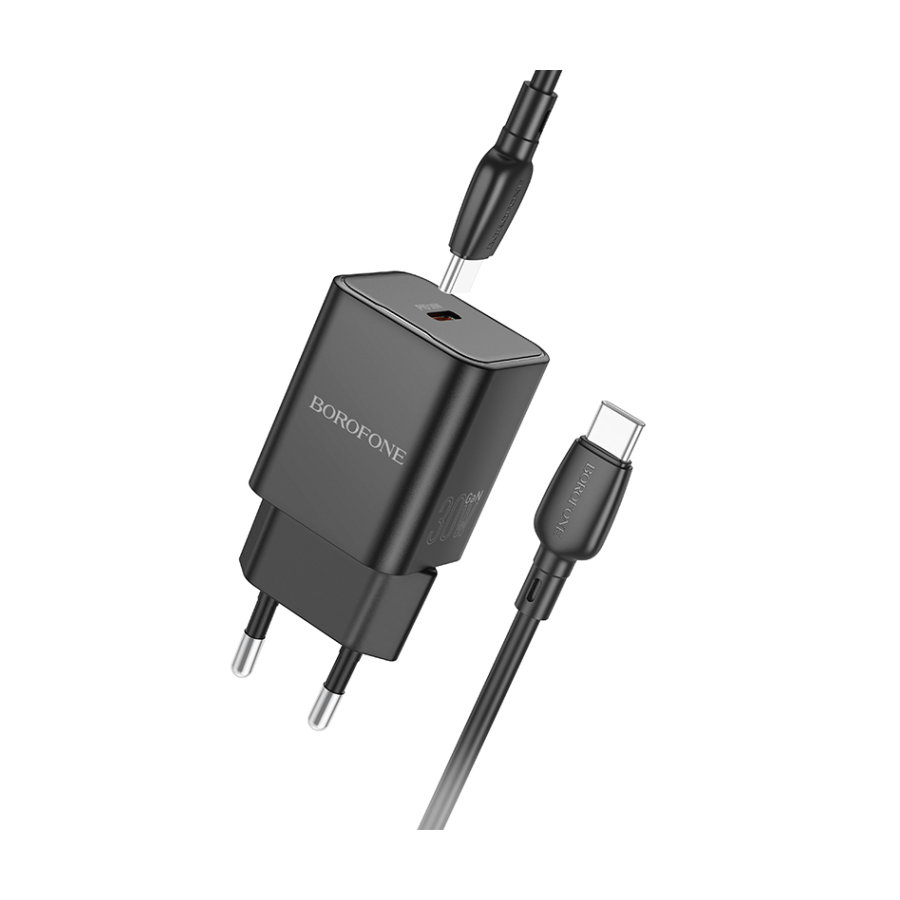 USB punjač sa kablom 1m Type-C to Type-C BOROFONE BN13 Safety PD30W single-port set black