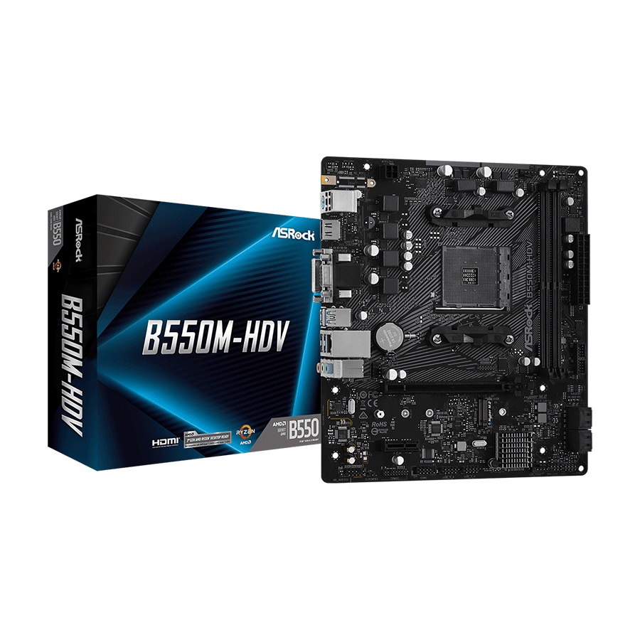 ASROCK MB B550M-HDV AMD B550, AM4, 2xDDR4, VGA, DVI, HDMI, 1xM.2, micro ATX