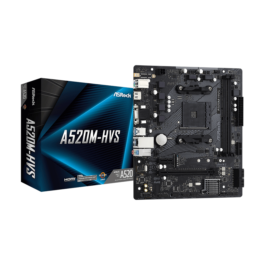 ASROCK MB A520M-HVS AMD A520;AM4;2xDDR4;M.2 RAID;VGA,HDMI;micro ATX