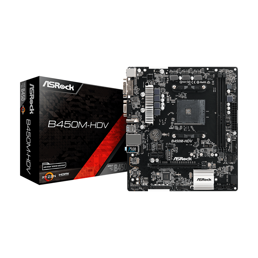 ASROCK MB B450M-HDV R4.0 AMD B450;AM4;2xDDR4 VGA,DVI,HDMI,micro ATX