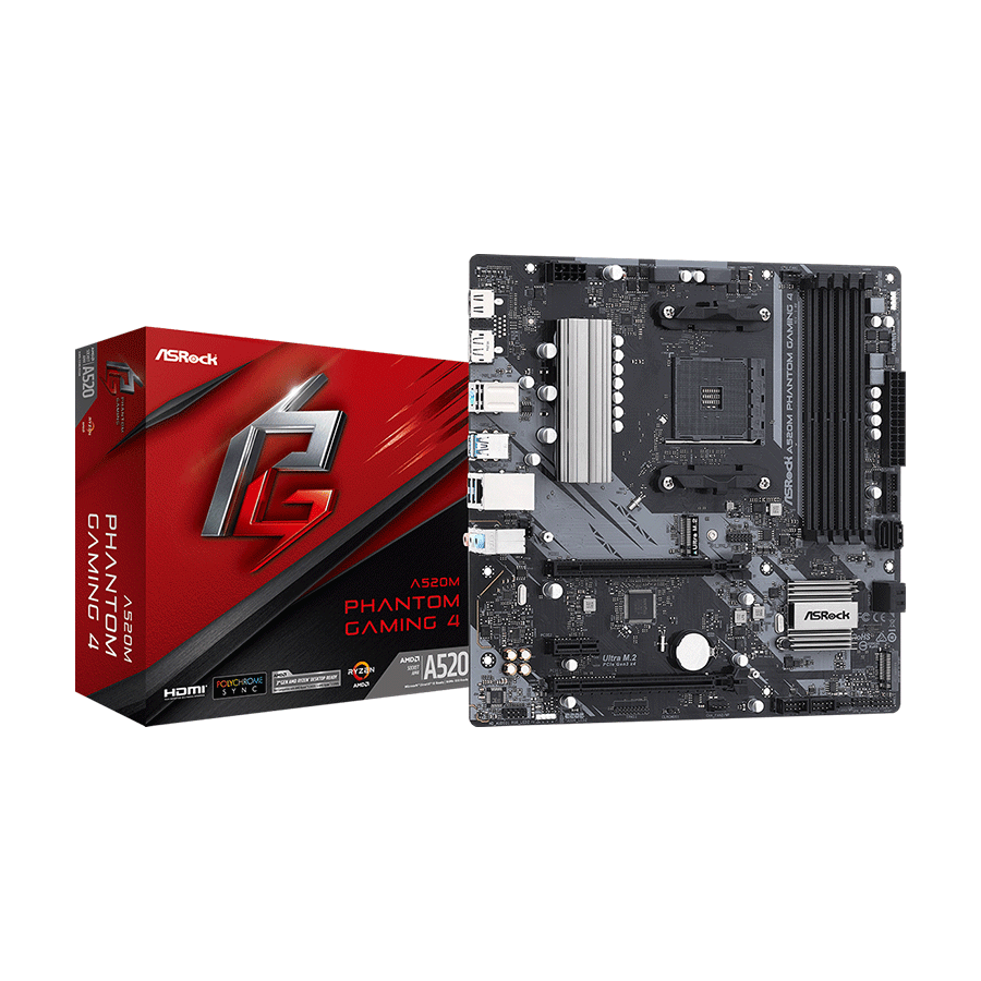 ASROCK A520M PHANTOM GAMING 4 AMD A520;AM4;4xDDR4;RAID HDMI,DP;micro ATX