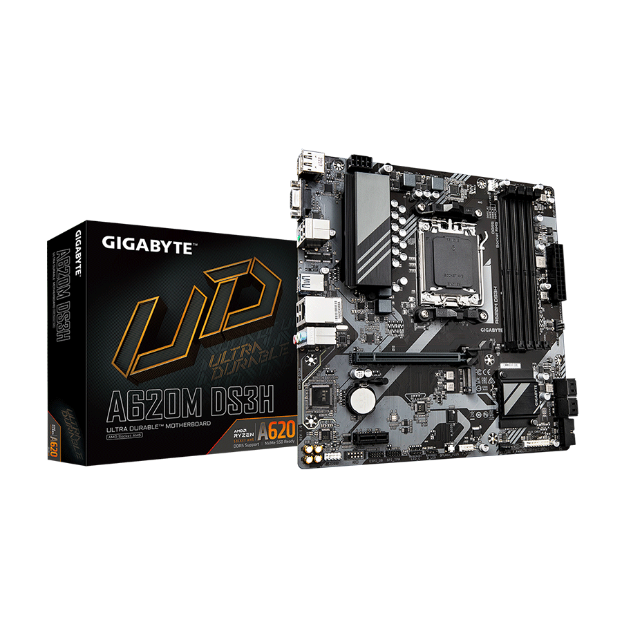 Gigabyte MB [A620M DS3H] AM5; 4xDDR5; M.2, 4xSATA;6xUSB HDMI, DP, VGA; mATX
