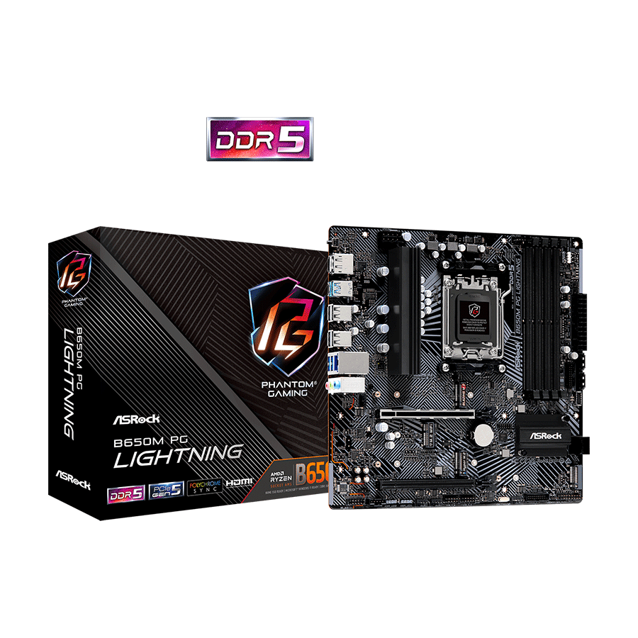 ASROCK MB B650M PG LIGHTNING AMD B650;AM5;4xDDR5 HDMI,DP;RAID;micro ATX
