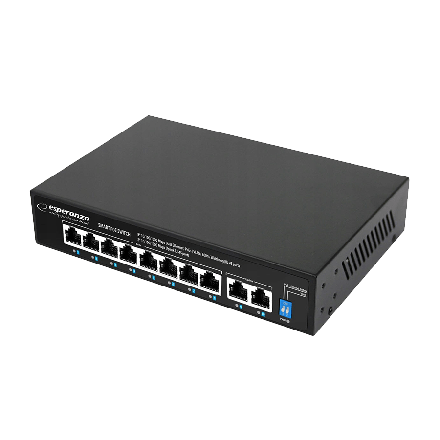 SWITCH 8 PoE + 2 UPLINK ESPERANZA  ETHERNET SWITCH 10/100/1000 MATRIX, ENS108