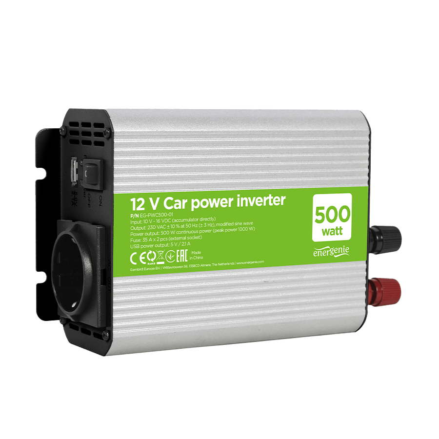DC-AC inverter za auto GEMBIRD, in12Vout220V 500W EG-PWC500-01