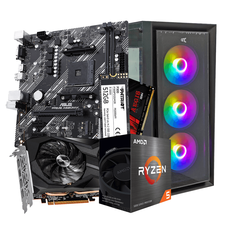 GNC GAMER SUPER SONIC III AMD Ryzen 5 5500, RX 6600 8GB, A520, 16GB DDR4, SSD NVMe 500 GB, PSU 550W, kućište gaming
