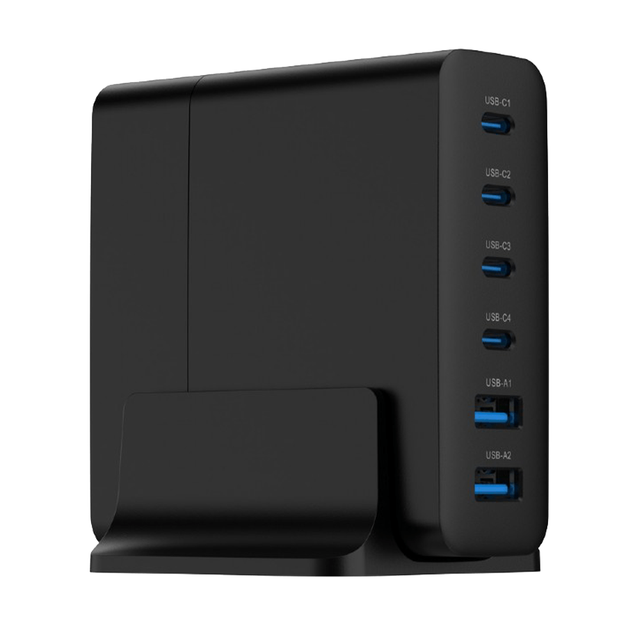 Power station USB brzi/quick punjač GEMBIRD, 6-port 75W GaN USB fast charger, black, Type-C, USB, TA-UC-2A4C-PD75-01-BK