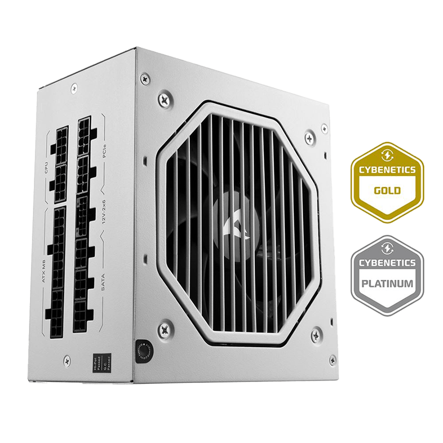 Napojna jedinica SHARKOON gaming Rebel P20 850W WHITE ATX 3.1, LLC+DC-to-DC, Fully-Modular, Cybenetics Gold