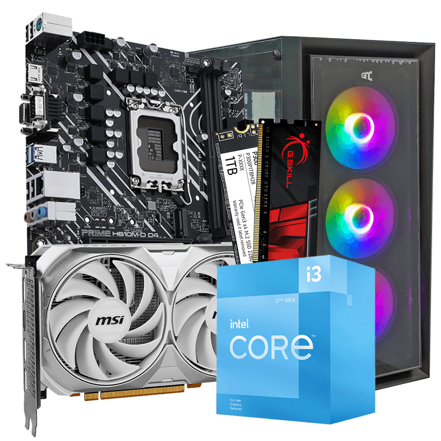 GNC GAMER VOYAGER 2 i3-12100F, H610, 32 GB DDR4, 1TB NVMe, RTX 4060 8GB, PSU 600W, gaming kucište