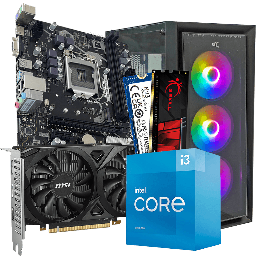 GNC GAMER HYDRA i3-10105 3.70GHz, MB H510, RAM 16GB, 1TB NVMe SSD, RTX 3050 6GB, PSU 500W, GAMING Kućište