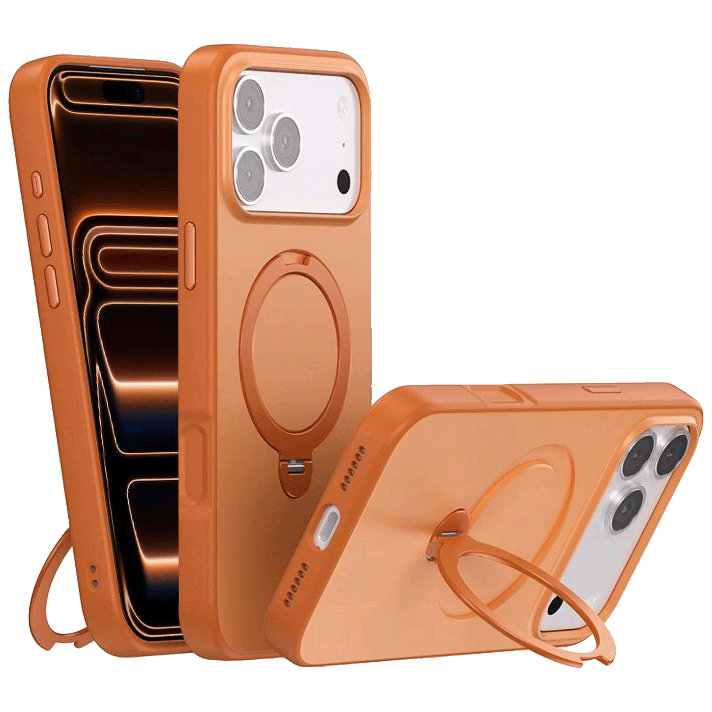 NN-Su Maska sa rot. držačem za iPhone 17 Pro Max,Magsafe,orange - iPhone 17 Pro Max Rotation Holder