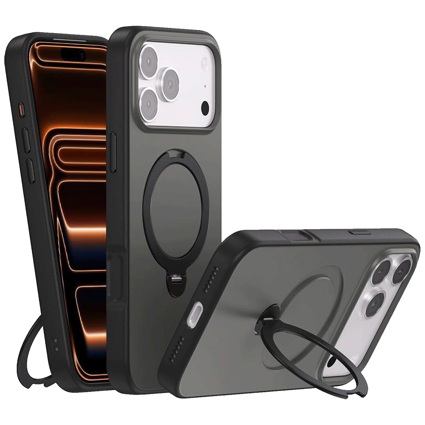 NN-Su Maska sa rot. držačem za iPhone 17 Pro Max, Magsafe, black - iPhone 17 Rotation Holder