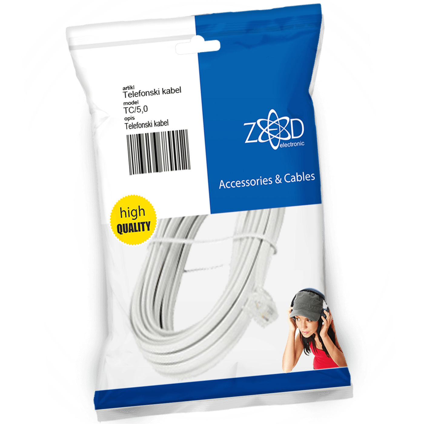 ZED electronic Telefonski kabl sa konektorima, dužina 5 met. - TC/5,0