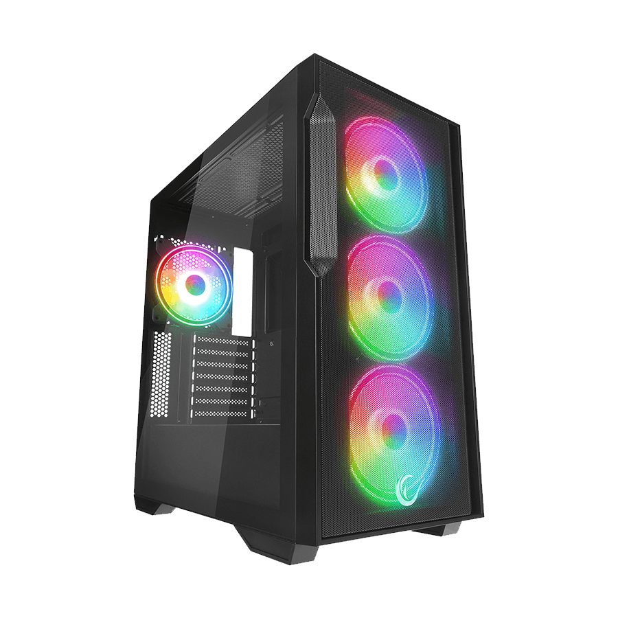 Kućište gaming RAMPAGE CRAFT CRUISER V1 Mesh Tempered Glass Black 4*14cm RGB Fan Hub Controller TYPE-C E-ATX Big-T, 40412