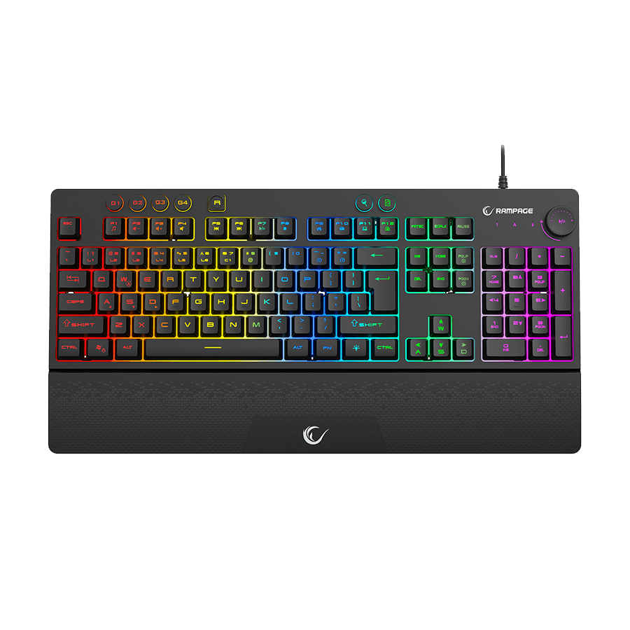 Tastatura gaming RAMPAGE KB-GX65 SIMULA USB RGB illuminated 4 Macro-key English Layout wrist-supported, 42183