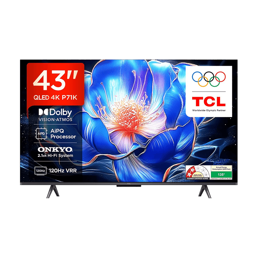 TV TCL 4K QLED 43P71K QLED 4K UHD Google Smart TV donosi vrhunski kontrast, živopisne boje i pametne funkcije uz Google TV i ugrađeni Google Assistant