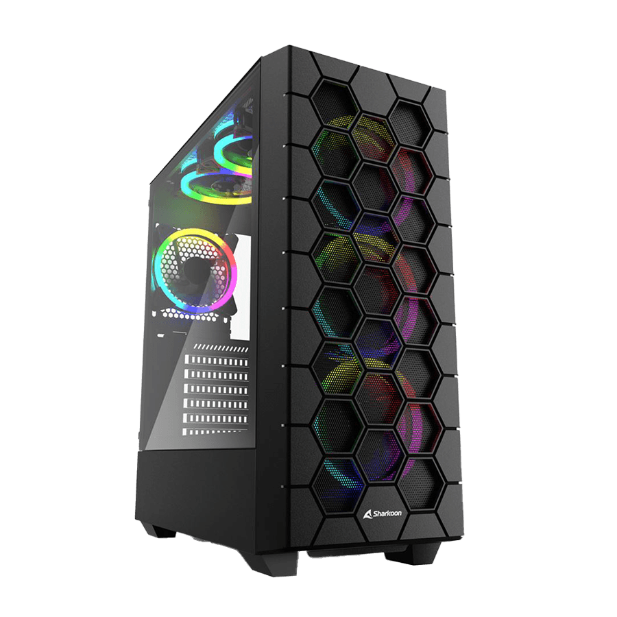 Kućište SHARKOON gaming, RGB HEX bk ATX, Tempered Glass, ventilator 4x120mm, black
