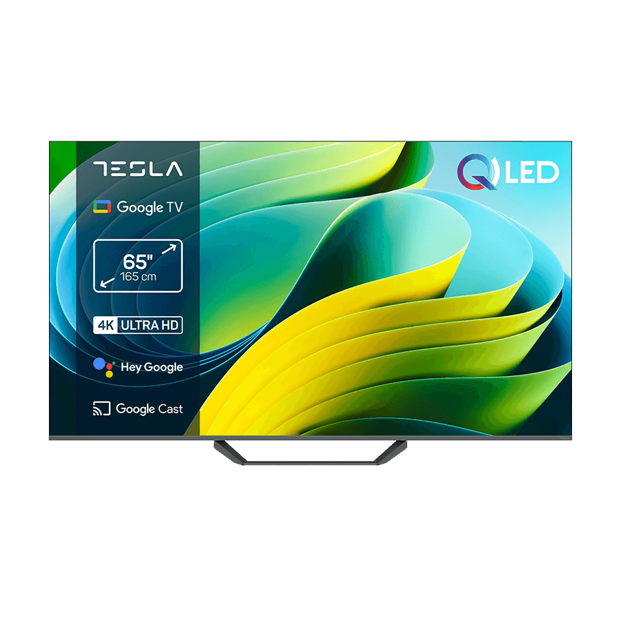 TESLA QLED TV 65" Q65E655GUS UHD Google TV, DVB-T/T2/C/S/S2;HDMIx3:USBx2:CI;2x12W Box Zvucnici
