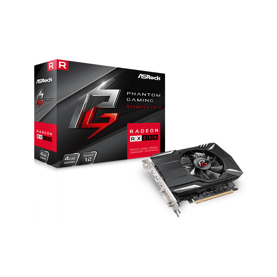 ASROCK Phantom Gaming RX550 4G AMD Radeon RX 550 4GB GDDR5 128bit DVI,HDMI,DP 