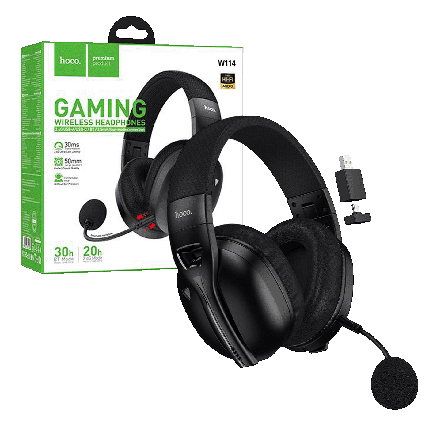 hoco. Bežične slušalice sa mikrofonom, Bluetooth, USB, 3.5 mm - W114